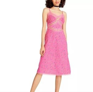 Pink Floral Hollywood Midi Dress